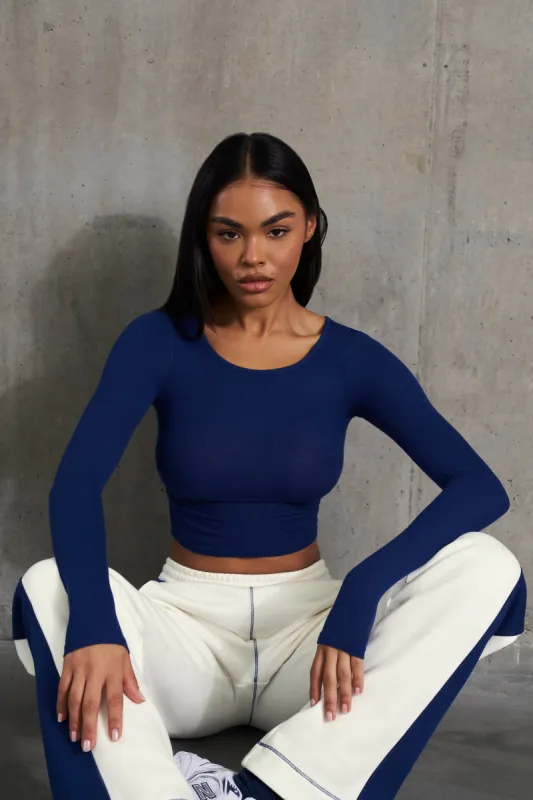 Achieve - Soft Rib Long Sleeve Top in Navy sold by Bo + Tee