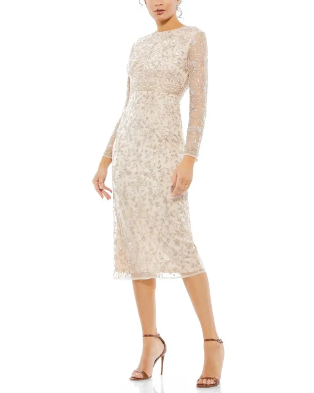 Long Sleeve A-Line Beaded Midi Dress sold by Lord & Taylor