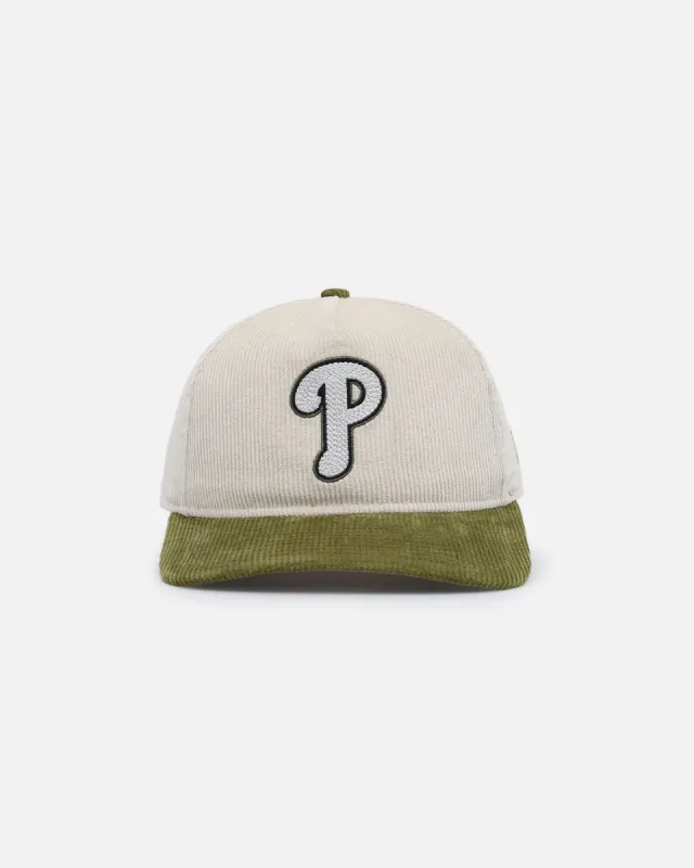 New Era Philadelphia Phillies 'Dusty Olive Corduroy' Golfer Pre-Curved Snapback Green Med sold by Culture Kings