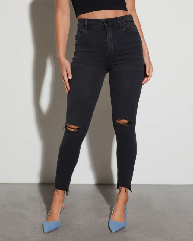 Volt Super Stretch High Rise Distressed Skinny sold by Vici