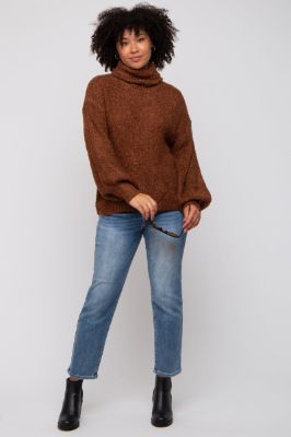 Brown Knit Turtle Neck Sweater sold by Pinkblush