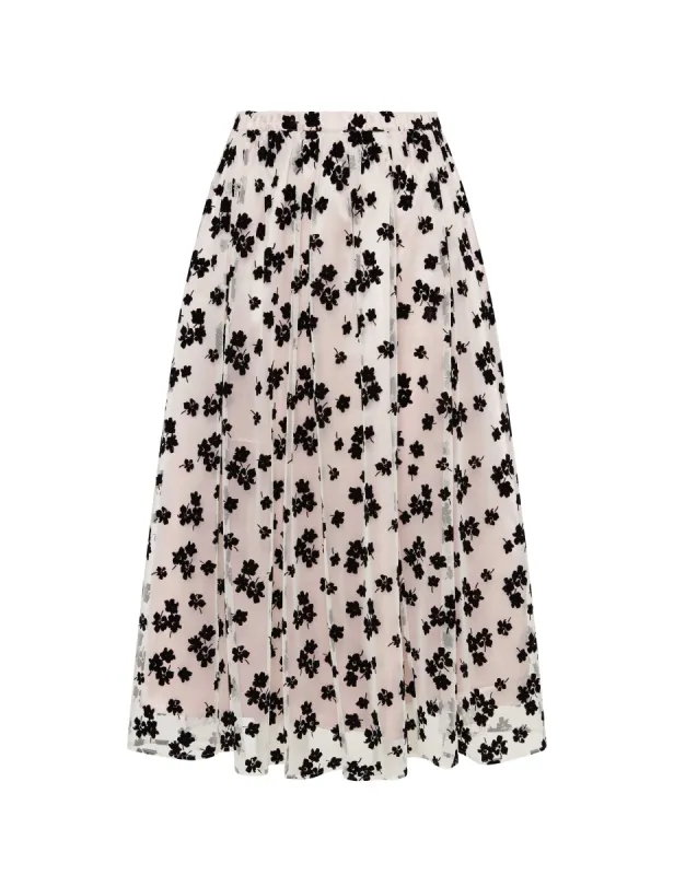 Floral Lace Mesh Midi Pull On Skirt- Sale sold by Anne Klein