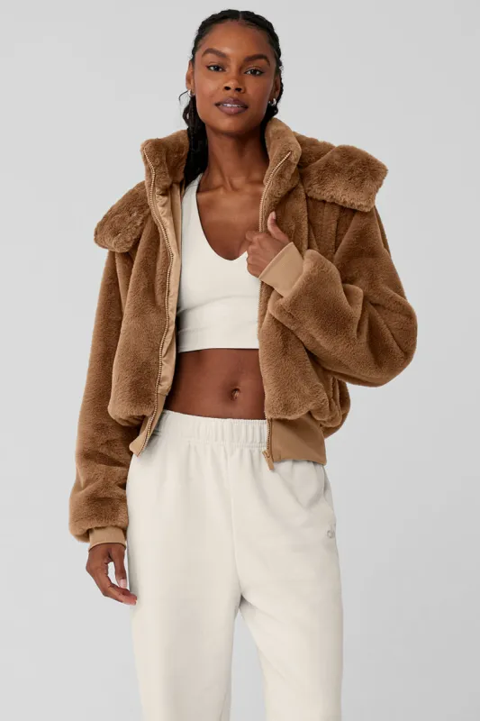 Faux Fur Foxy Jacket - Toasted Almond sold by Alo Yoga