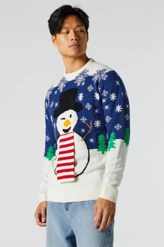 Chandail Hideux Noël à imprimé Bonhomme de neige 3D sold by Urban Planet