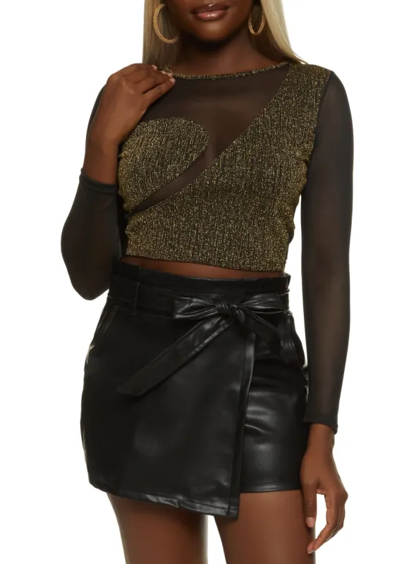 Mesh Lurex Insert Crop Top sold by Rainbow