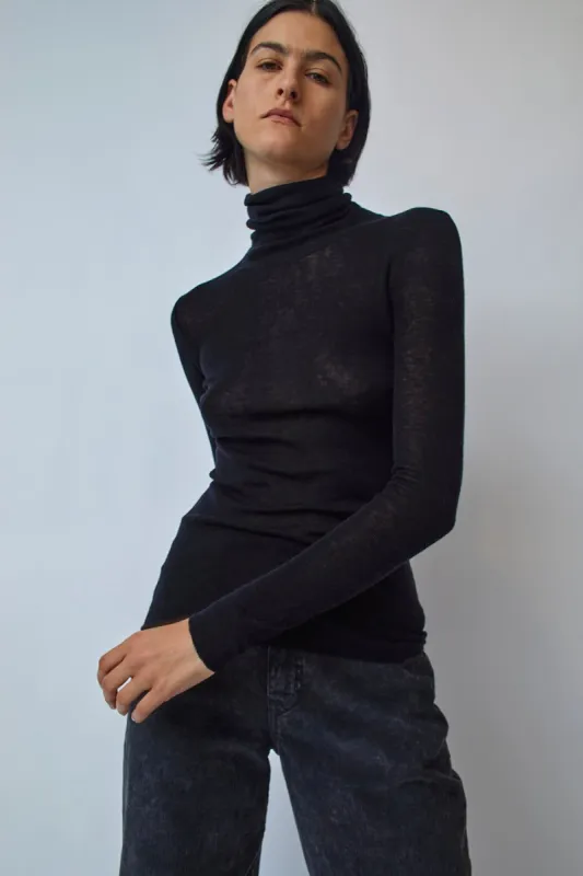 6397 Slim Rib Turtleneck in Black sold by No. 6