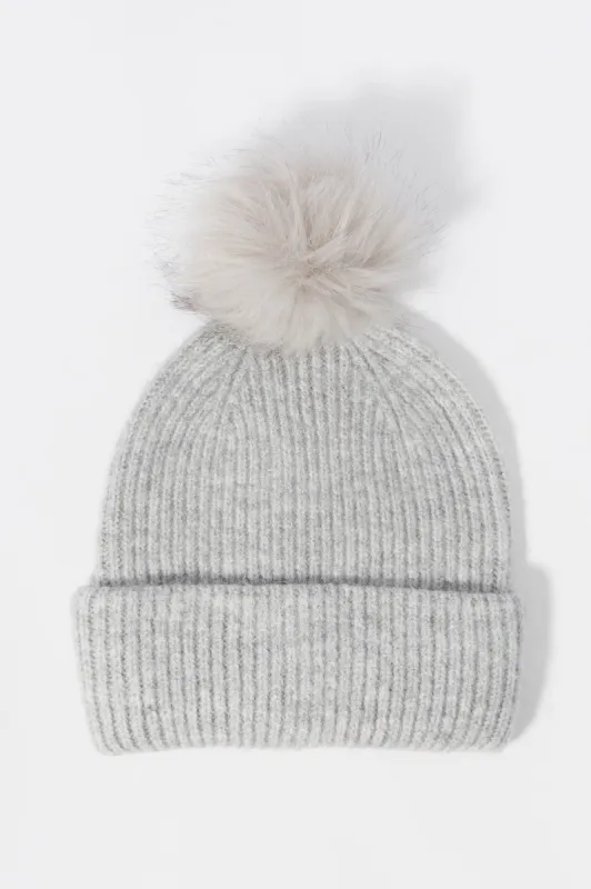 Ribbed Knit Hat with Pom Pom sold by Urban Planet