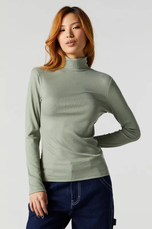 Ribbed Turtleneck Long Sleeve Top sold by Urban Planet