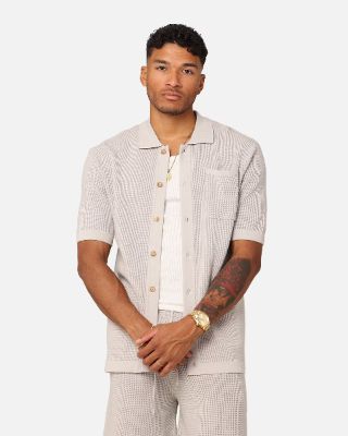 XXIII Zyair Knit Rib Button Up Shirt Stone sold by Culture Kings