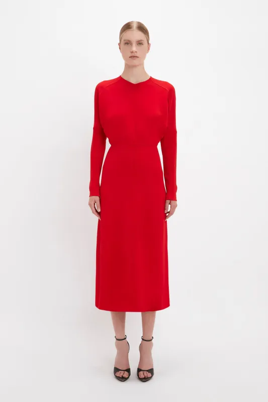 Dolman Midi Dress In Red sold by Victoria Beckham