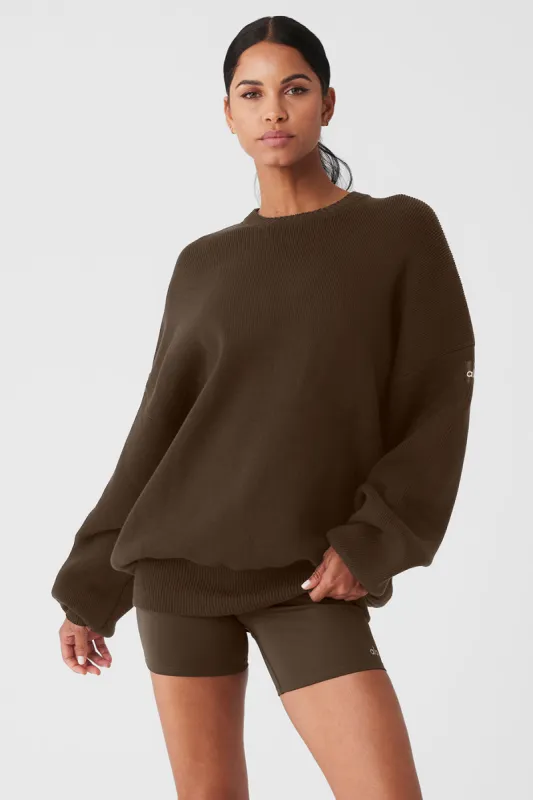 Scholar Crew Neck Sweater - Espresso sold by Alo Yoga