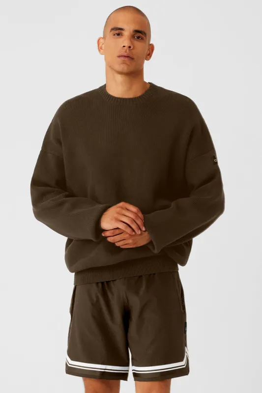 Scholar Crew Neck Sweater - Espresso sold by Alo Yoga