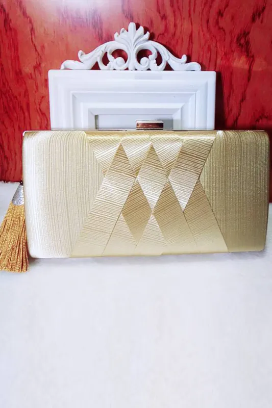 Golden Glitter Evening Clutch Bag With Tassel sold by Zapaka