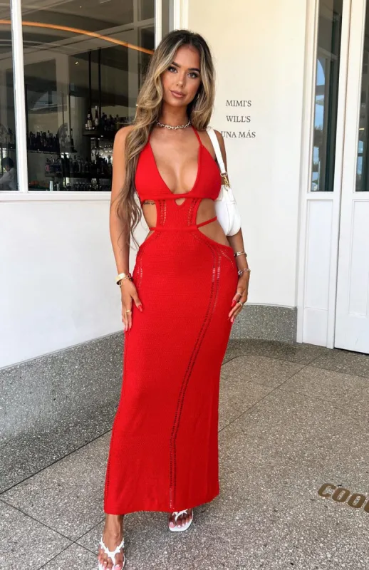 New Standard Crochet Maxi Dress Red sold by White Fox Boutique