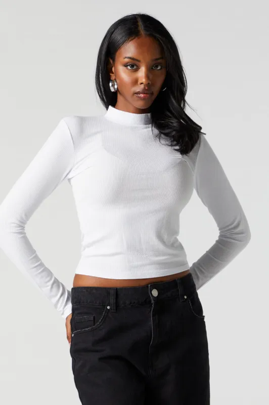 Ribbed Mock Neck Long Sleeve Top sold by Charlotte Russe