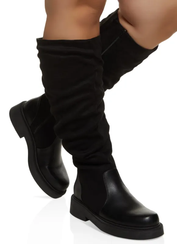Round Toe Ruched Wide Calf Boots sold by Rainbow