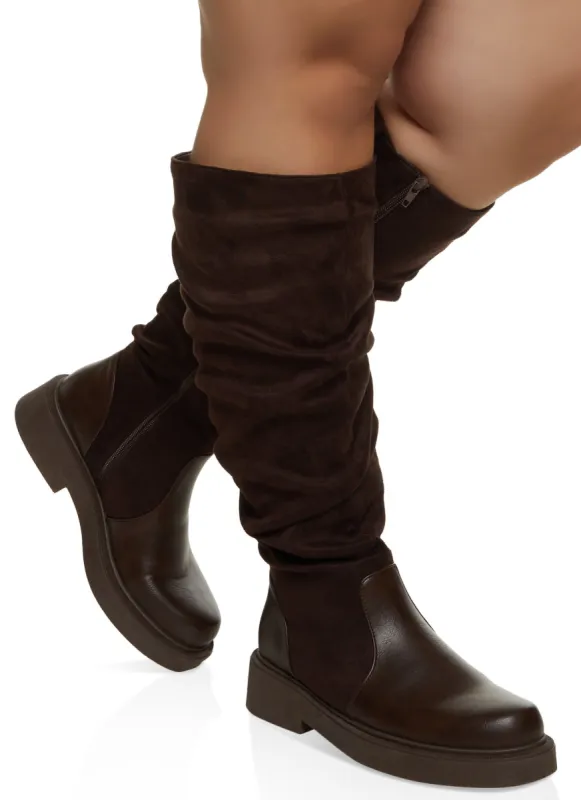 Round Toe Ruched Wide Calf Boots sold by Rainbow