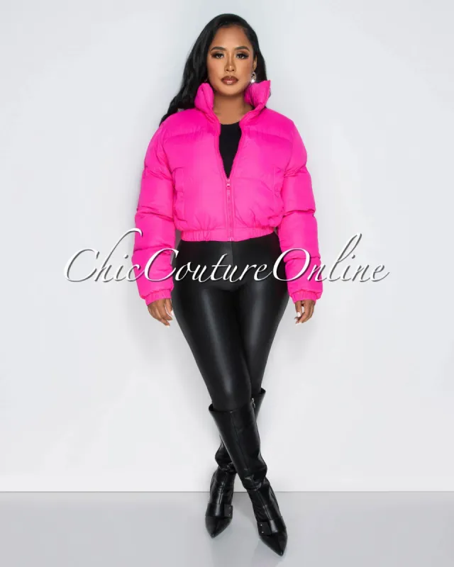 *Alexa Hot Pink Puffy Bomber Jacket sold by Chic Couture