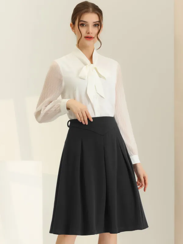 Women's A-Line Belted Waist Casual Midi Flare Pleated Skirt sold by Allegra K