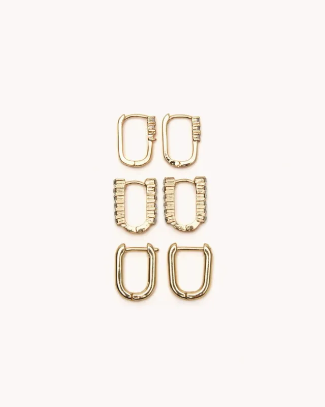 GAB GOLD PLATED EARRING 3 PACK - GOLD PLATED 18K sold by Billini