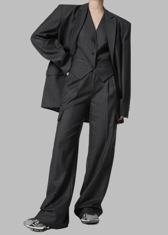 Elise Cargo Trousers - Grey/White Pinstripe sold by Frankie Shop