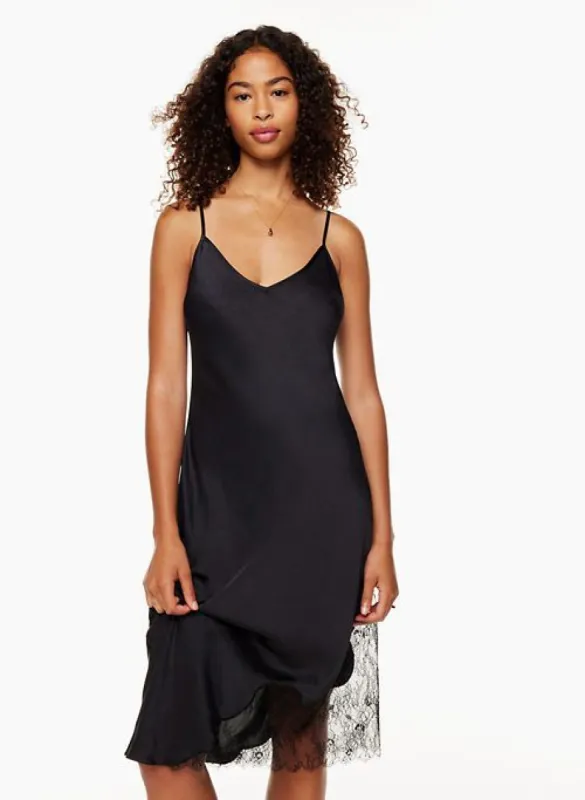 Wilfred Women's Sonnet Satin Dress in Black/Black size 2XS sold by Aritzia
