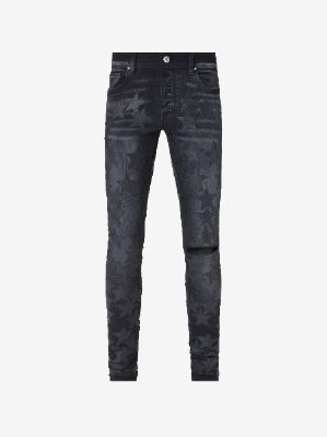 CHEMIST LEATHER STARS JEAN - AGED BLACK / BLACK sold by AMIRI