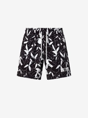PLAYBOY ALL OVER SWIM TRUNKS - BLACK sold by AMIRI