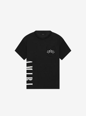 VERTICAL LOGO CRACK INK TEE - BLACK sold by AMIRI