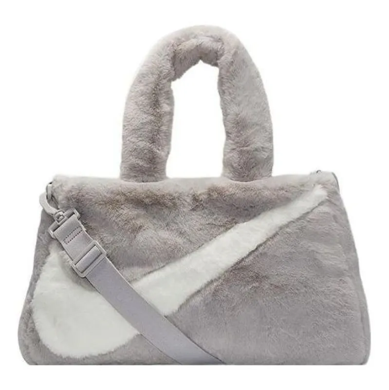 Nike NSW Faux Fur Tote Bag 'Grey White' DQ5804-012 sold by KicksCrew