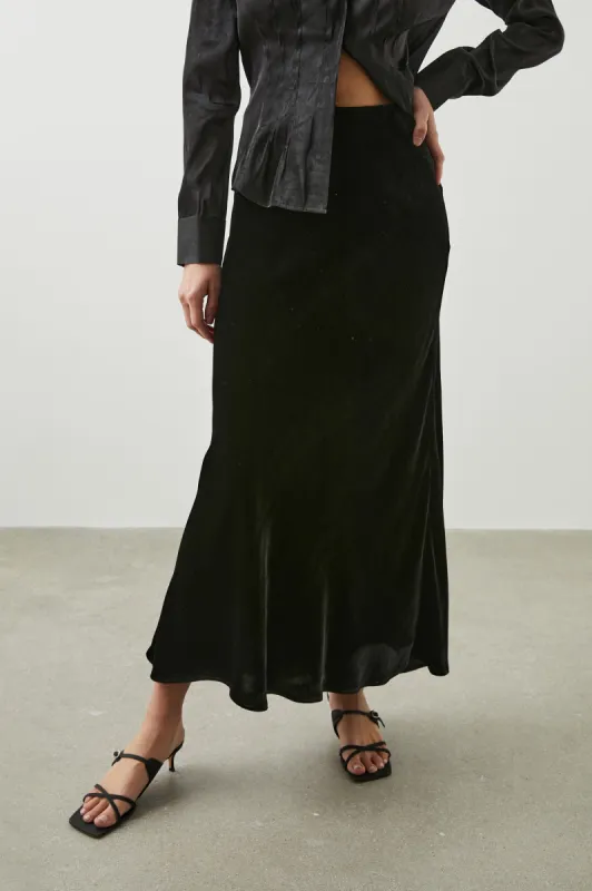 LEIA SKIRT - BLACK VELVET sold by Rails