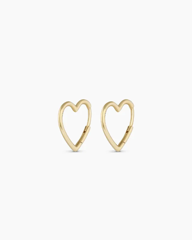14k Gold Open Heart Huggies sold by Gorjana