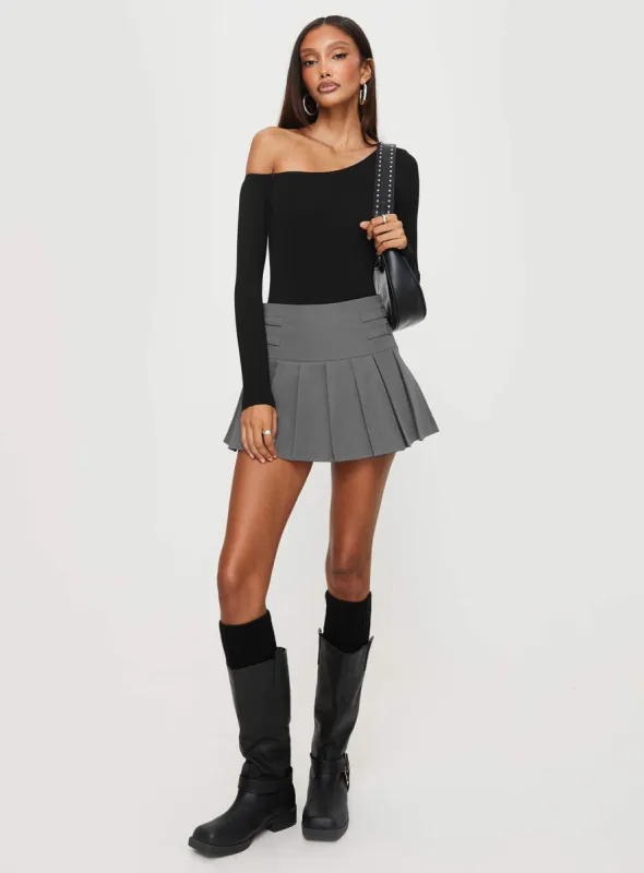 Cartwright Mini Skirt Charcoal sold by Princess Polly