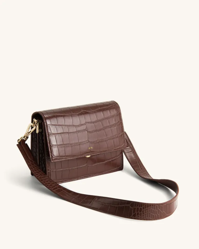 Mini Flap Crossbody - Umber Croc sold by JW PEI