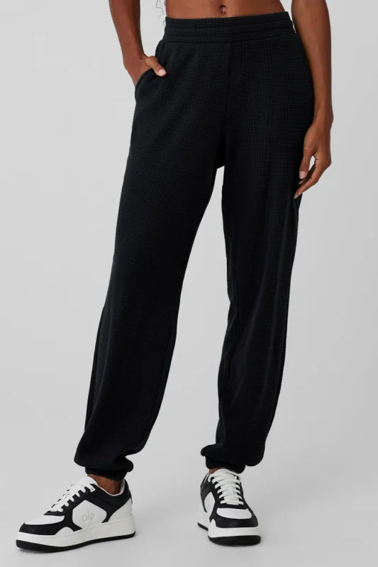 Waffle Weekend Escape Jogger - Black sold by Alo Yoga