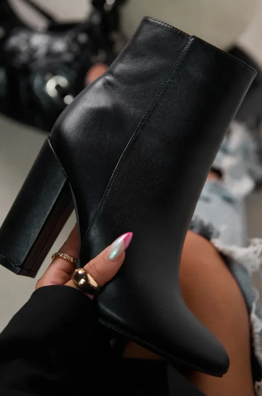 Shein Moment Block Heel Ankle Boots - Black sold by Miss Lola