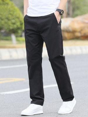 guys solid straight leg pants sold by ROMWE