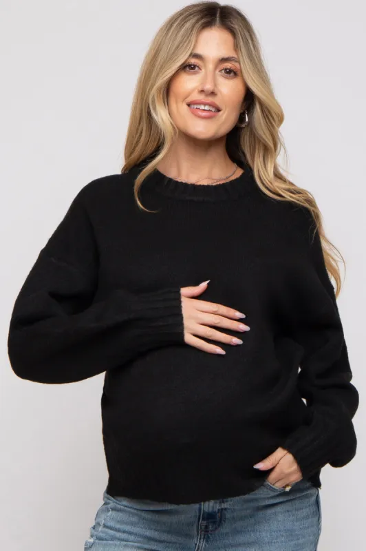 Black Ribbed Cuff Maternity Sweater sold by Pinkblush