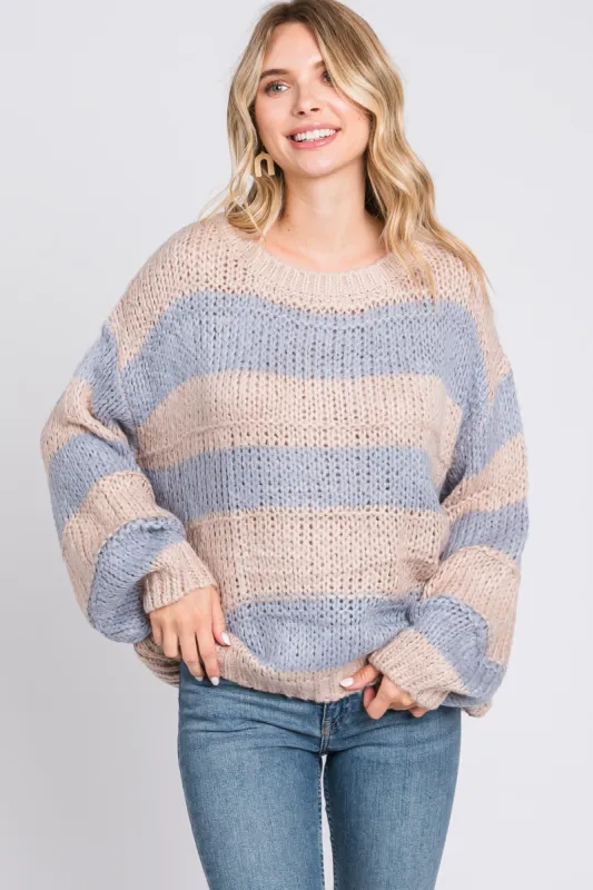 Light Blue Striped Knit Sweater sold by Pinkblush