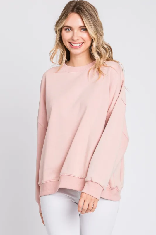 Pink Dropped Shoulder Sweatshirt sold by Pinkblush