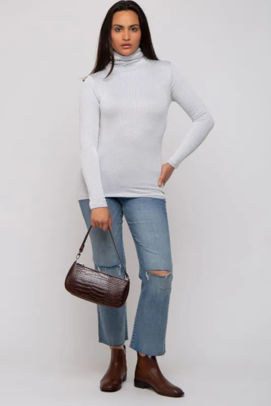 Grey Ribbed Turtleneck Top sold by Pinkblush