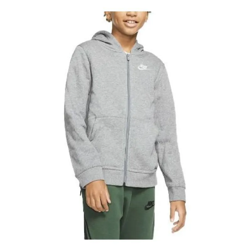 Nike Sportswear Club Full-Zip Hoodie 'Grey White' BV3699-091 sold by KicksCrew
