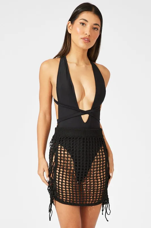 Black Crochet Beach Mini Skirt sold by Ally Fashion