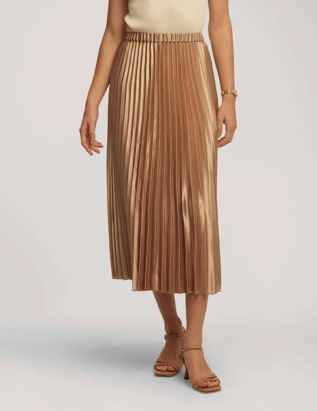 Pull On Pleated Skirt Satin Crepe- Sale sold by Anne Klein