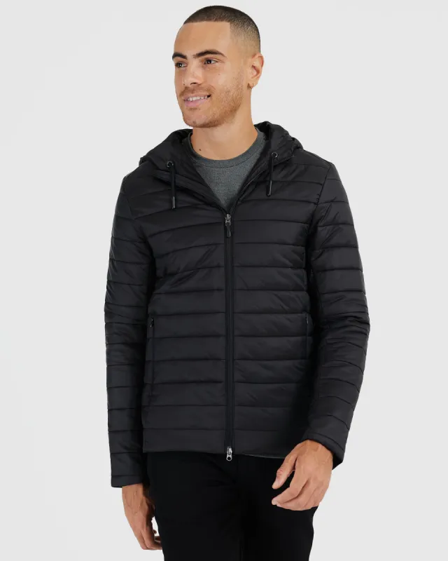 Black Hooded Puffer Jacket sold by True Classic