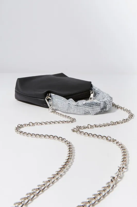 Faux-Leather Rhinestone Handle Purse sold by Urban Planet