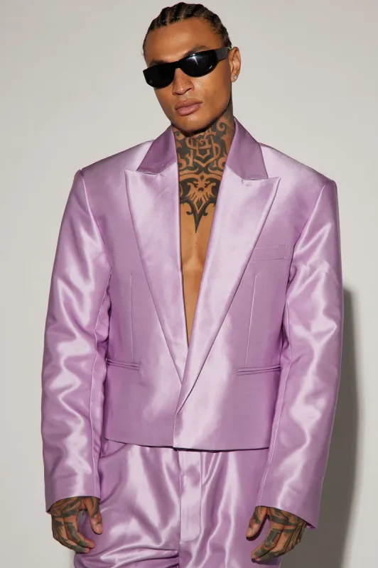 Money Routine Cropped Suit Jacket - Lavender sold by Fashion Nova