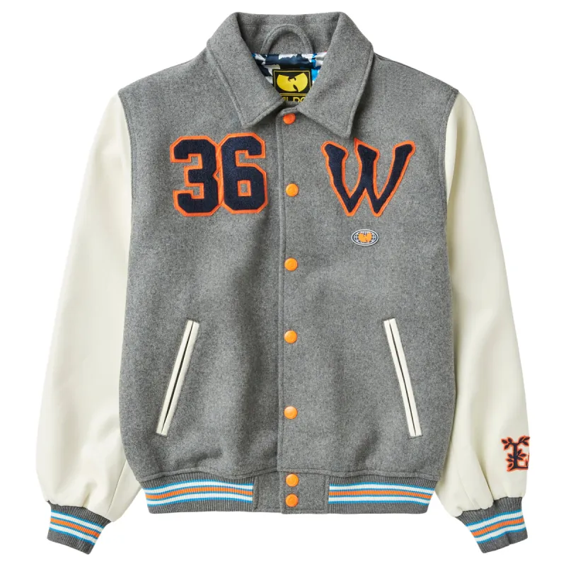 WU TANG X LRG CREAM VARSITY WOOL JACKET - HEATHER GREY sold by Lrg