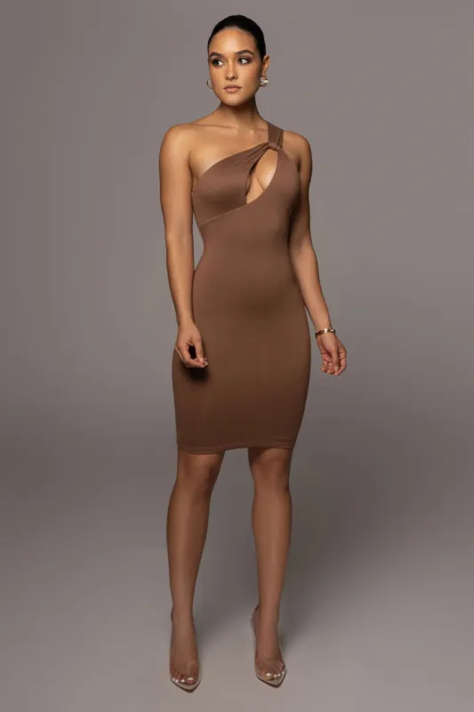 Pecan Joanna Keyhole Dress sold by JLUXLABEL