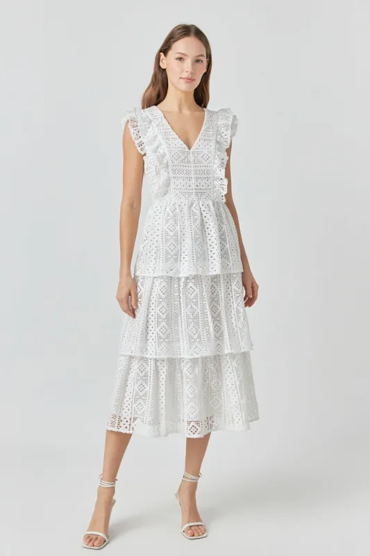 Lace Tiered Midi Dress sold by Endless Rose